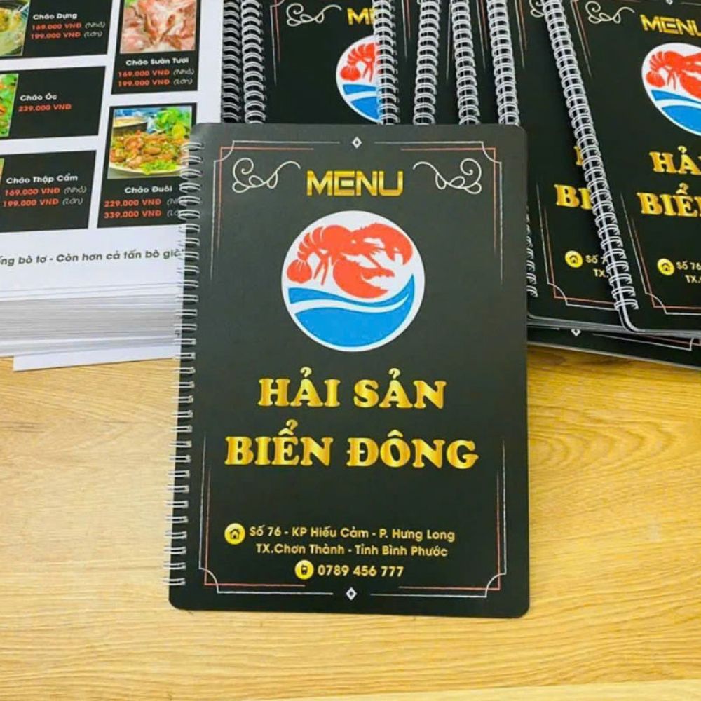 In menu bìa cứng