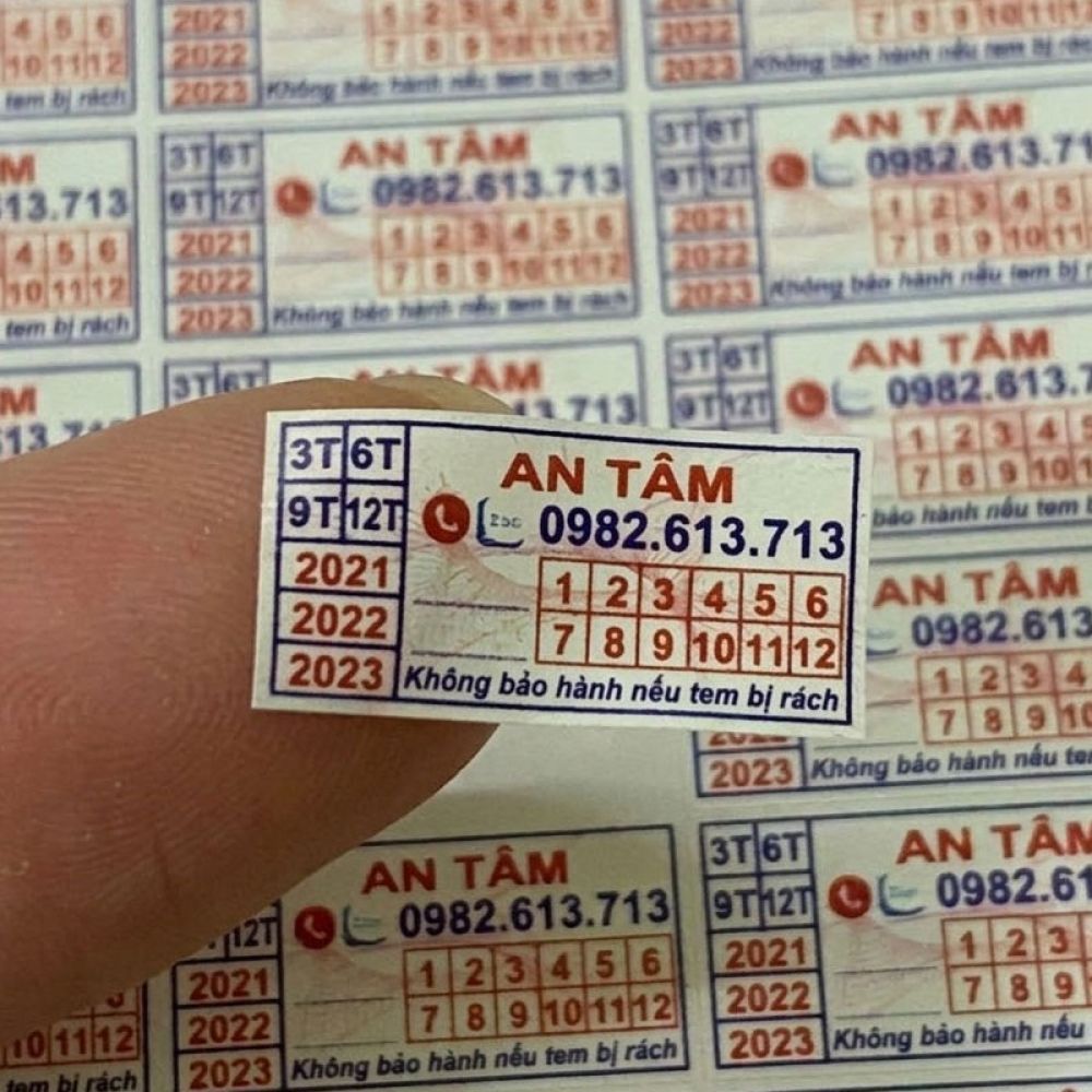 In tem bảo hành có hotline/ zalo